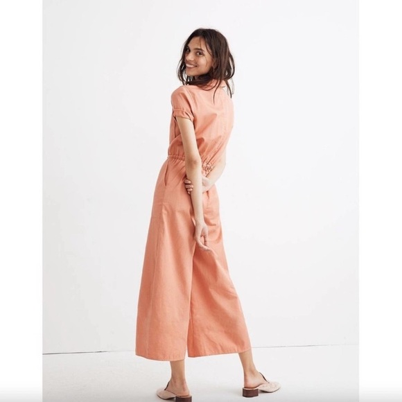 Madewell Wide Leg Utility Jumpsuit, Coral, size 10 - Picture 4 of 9